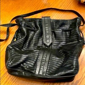 Vintage Black Leather Bucket Bag